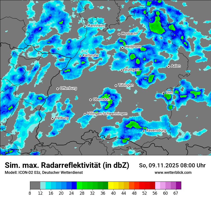 Modellkarten Simuliertes Radarbild