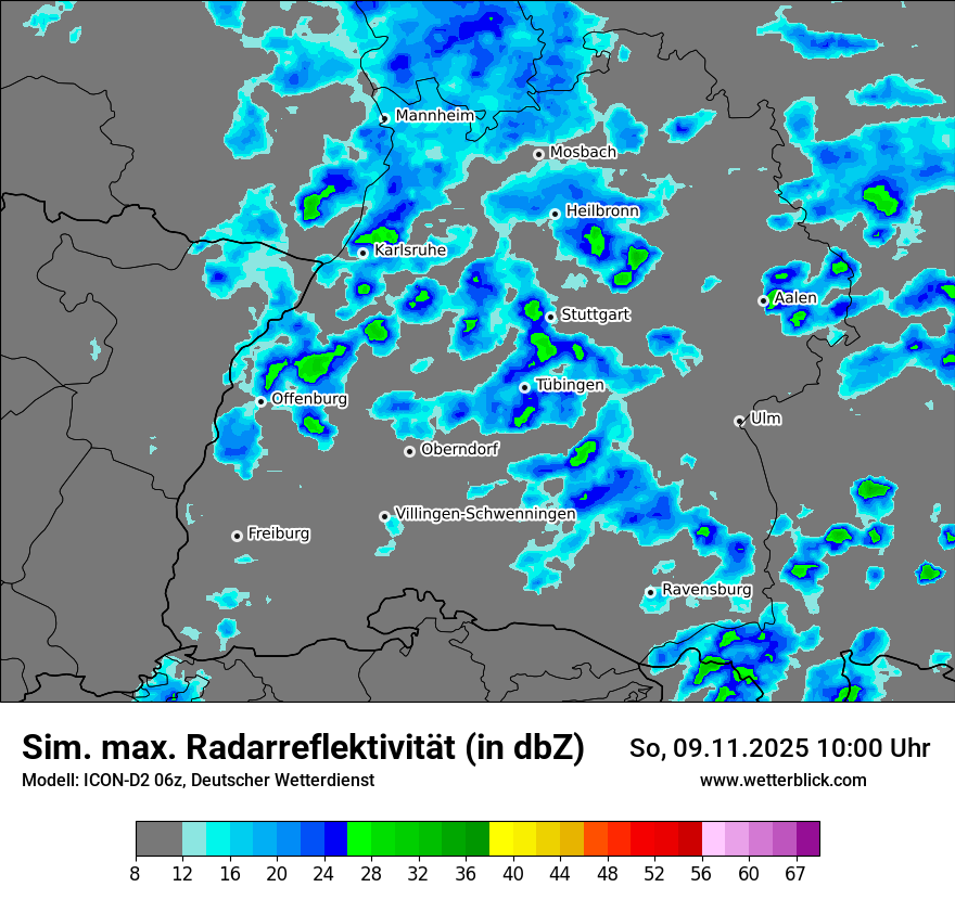 Modellkarten Simuliertes Radarbild