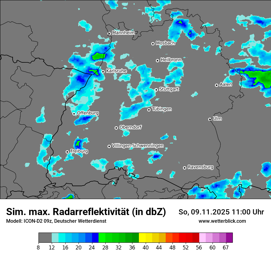 Modellkarten Simuliertes Radarbild