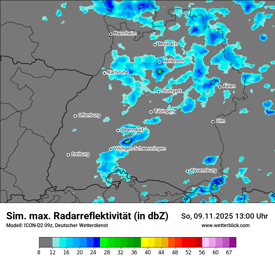 Modellkarten Simuliertes Radarbild