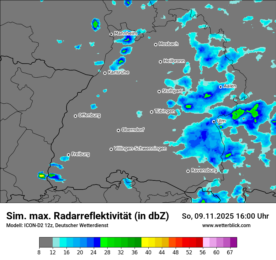 Modellkarten Simuliertes Radarbild