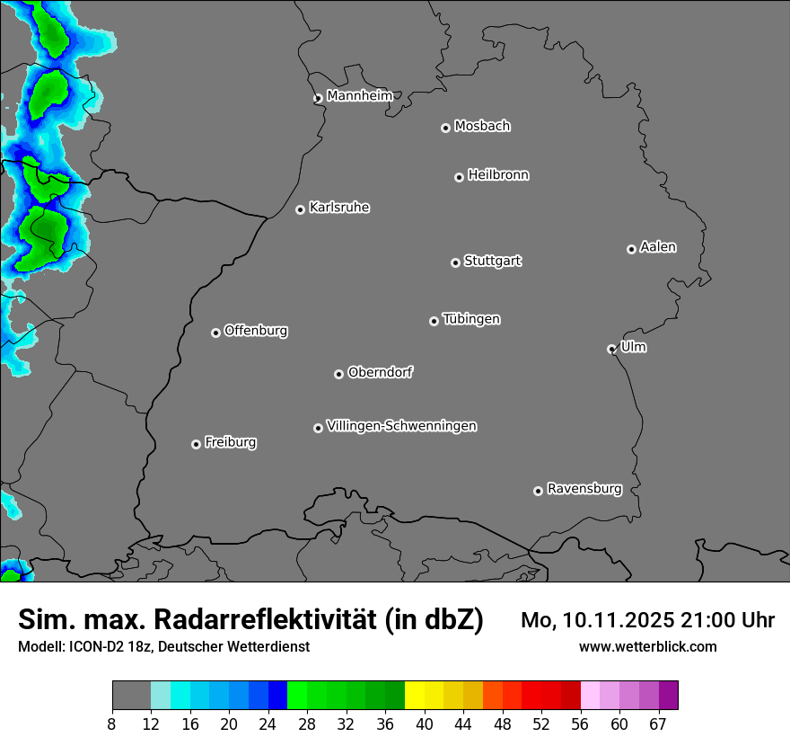 Modellkarten Simuliertes Radarbild