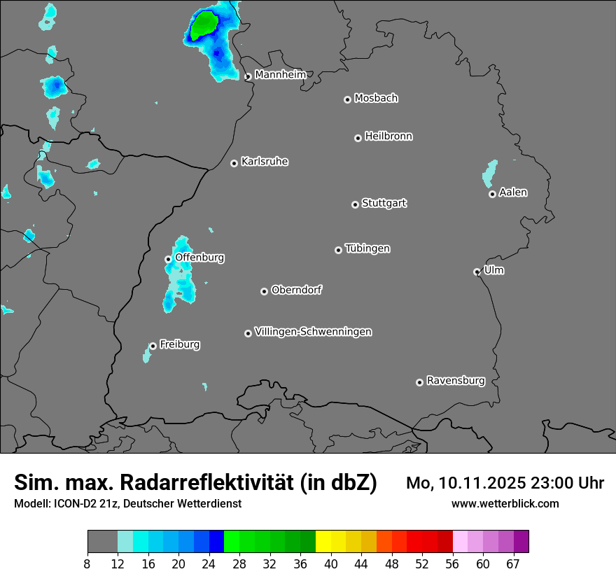 Modellkarten Simuliertes Radarbild