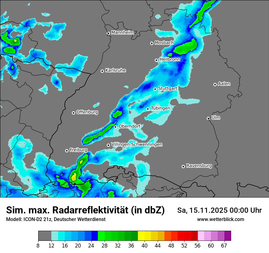 Modellkarten Simuliertes Radarbild