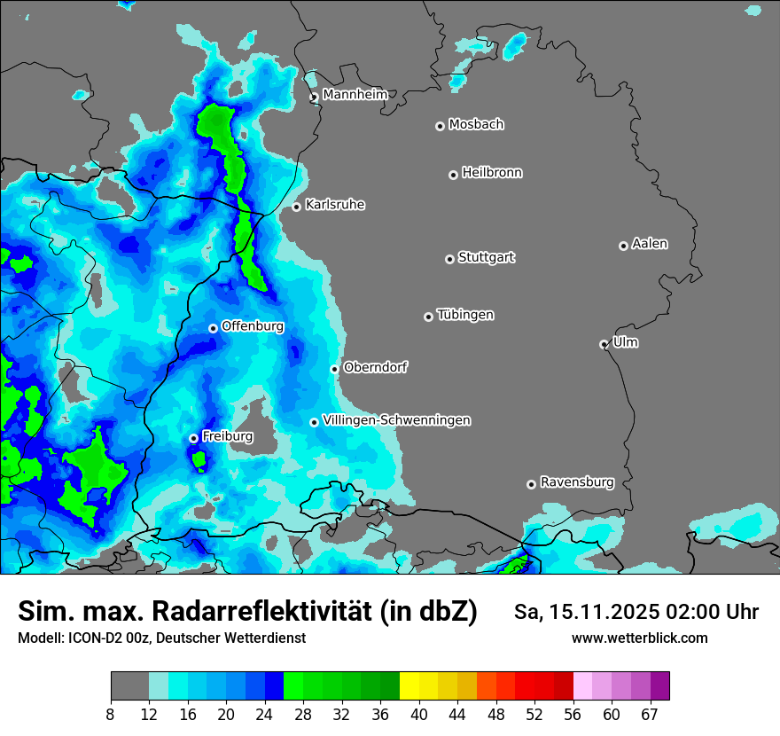 Modellkarten Simuliertes Radarbild