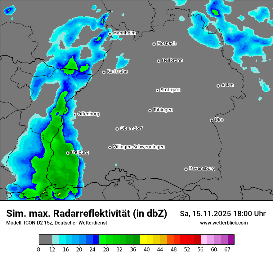 Modellkarten Simuliertes Radarbild