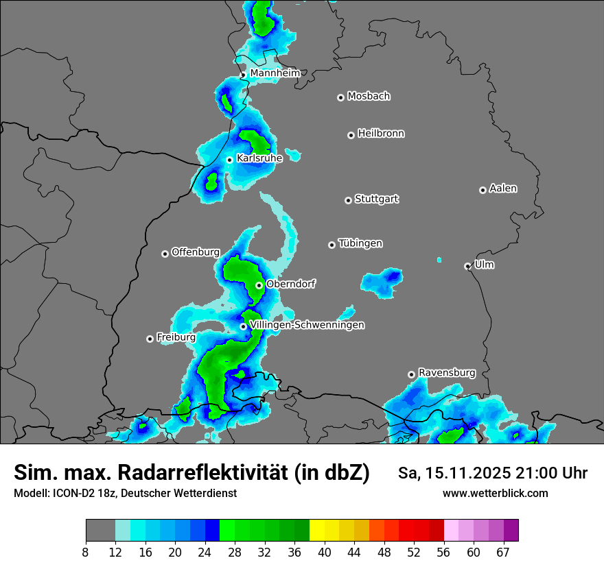 Modellkarten Simuliertes Radarbild