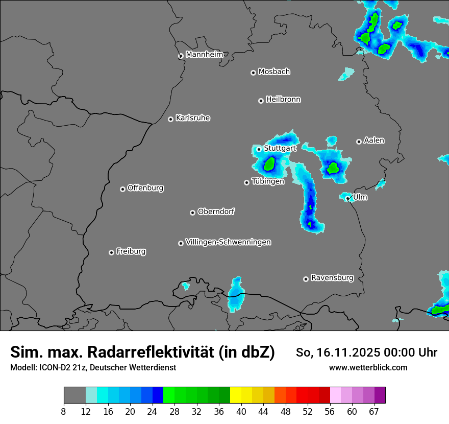 Modellkarten Simuliertes Radarbild
