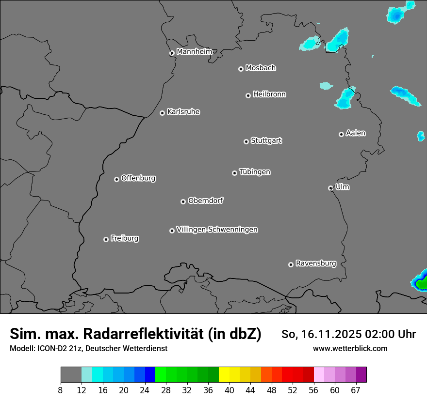 Modellkarten Simuliertes Radarbild