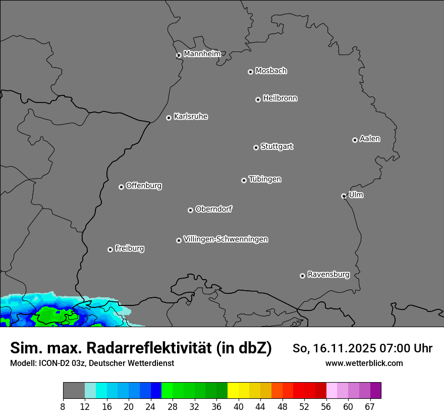 Modellkarten Simuliertes Radarbild