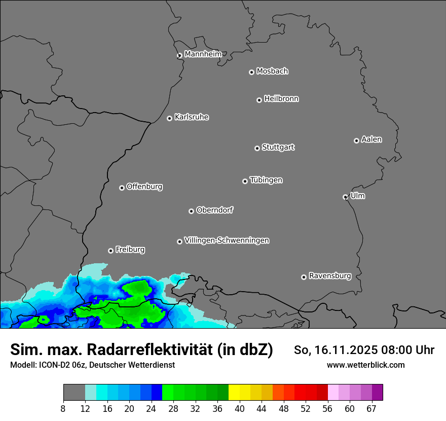 Modellkarten Simuliertes Radarbild