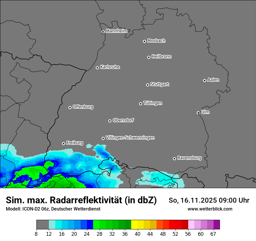 Modellkarten Simuliertes Radarbild