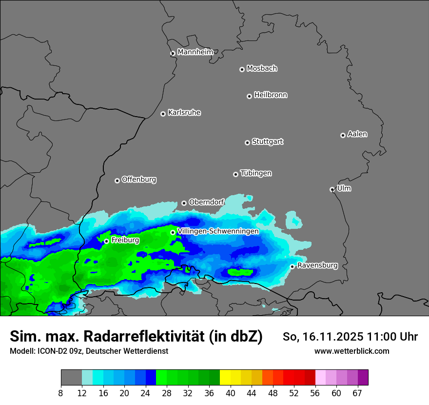 Modellkarten Simuliertes Radarbild