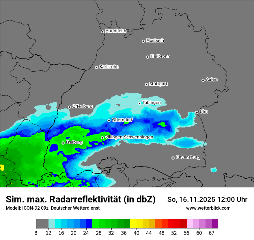 Modellkarten Simuliertes Radarbild