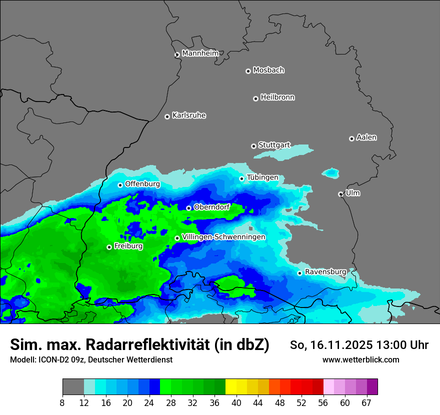 Modellkarten Simuliertes Radarbild