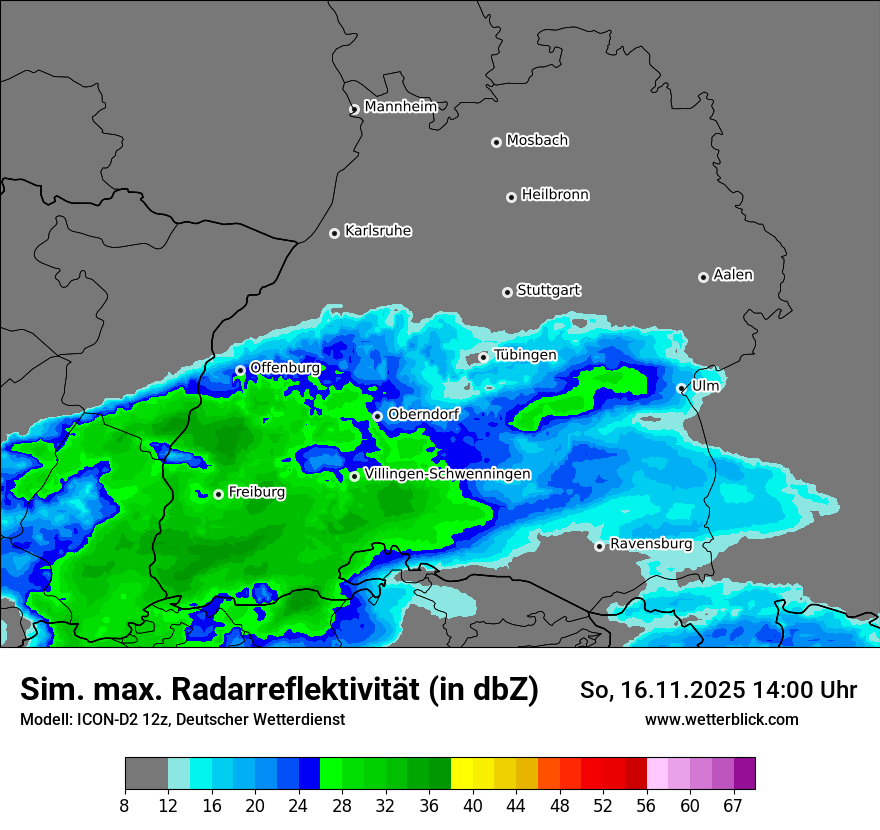 Modellkarten Simuliertes Radarbild