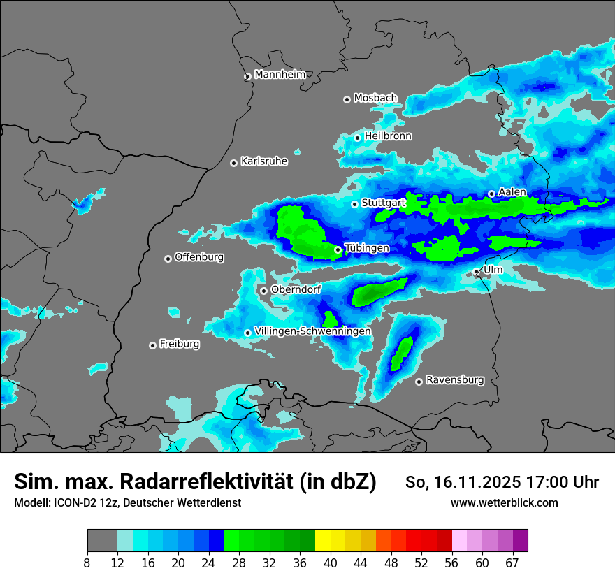 Modellkarten Simuliertes Radarbild