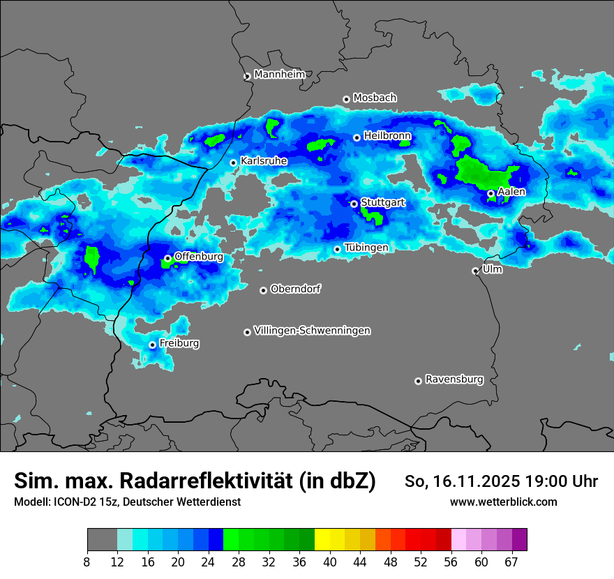 Modellkarten Simuliertes Radarbild