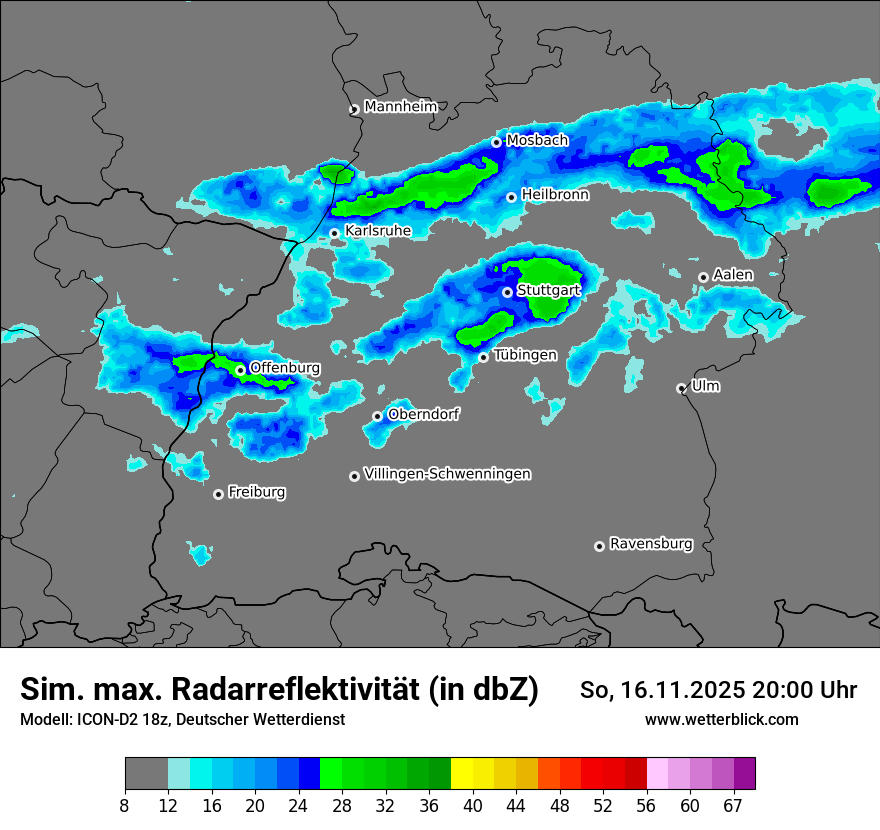 Modellkarten Simuliertes Radarbild