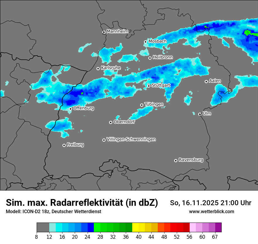 Modellkarten Simuliertes Radarbild