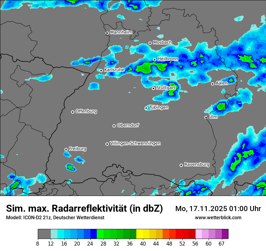 Modellkarten Simuliertes Radarbild