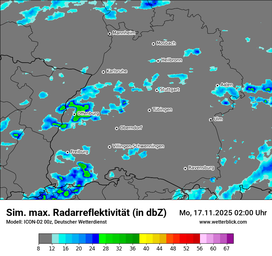 Modellkarten Simuliertes Radarbild