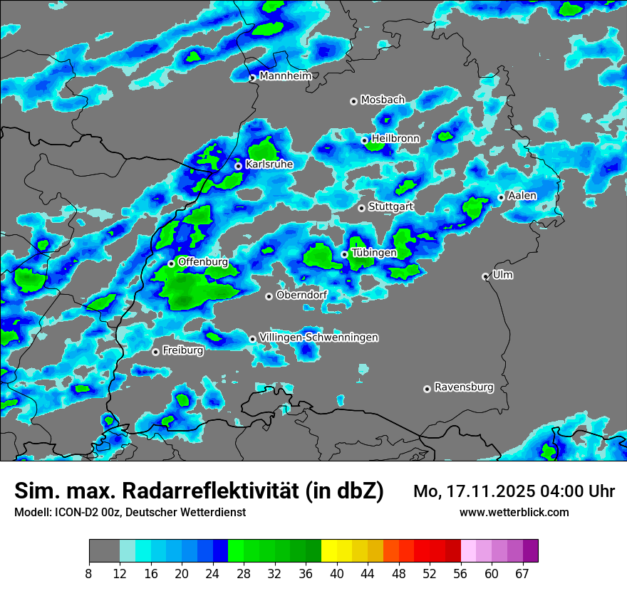 Modellkarten Simuliertes Radarbild