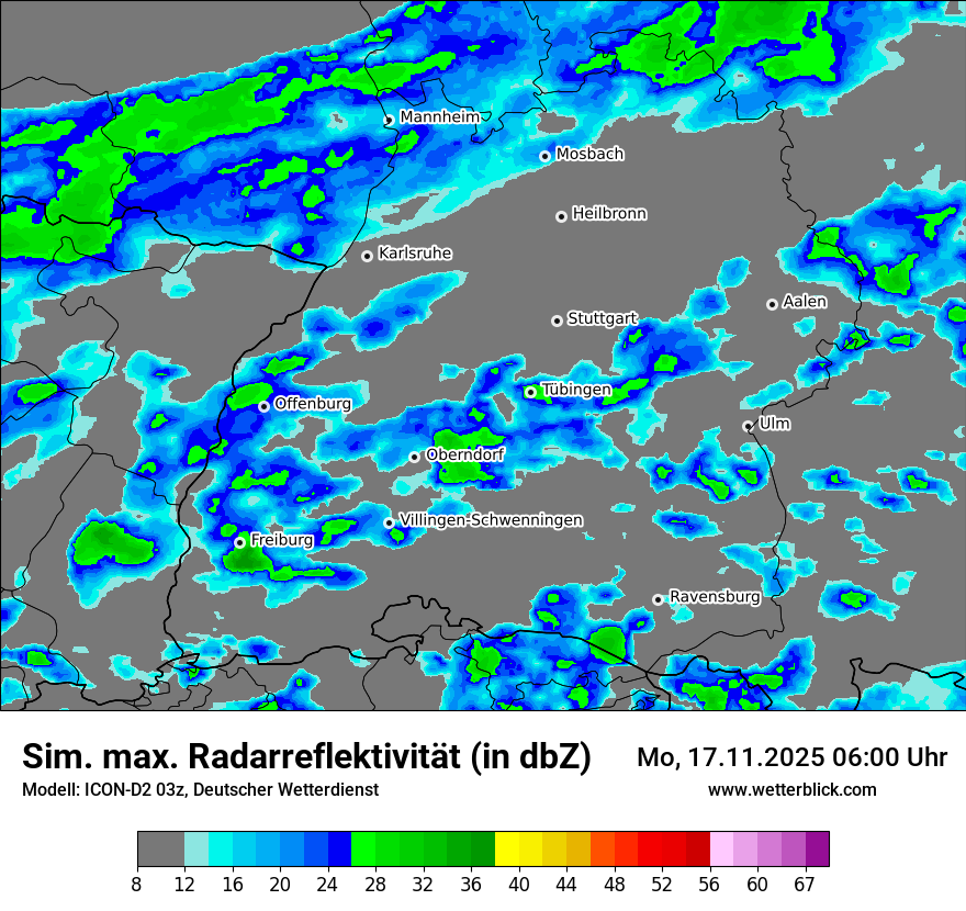 Modellkarten Simuliertes Radarbild