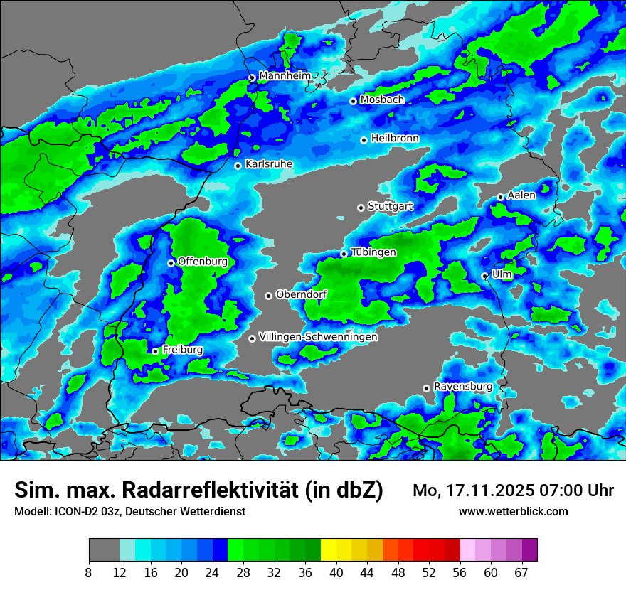 Modellkarten Simuliertes Radarbild