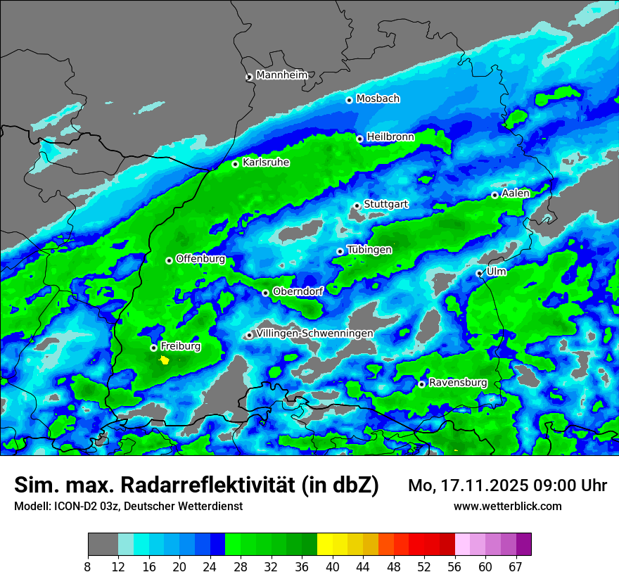 Modellkarten Simuliertes Radarbild