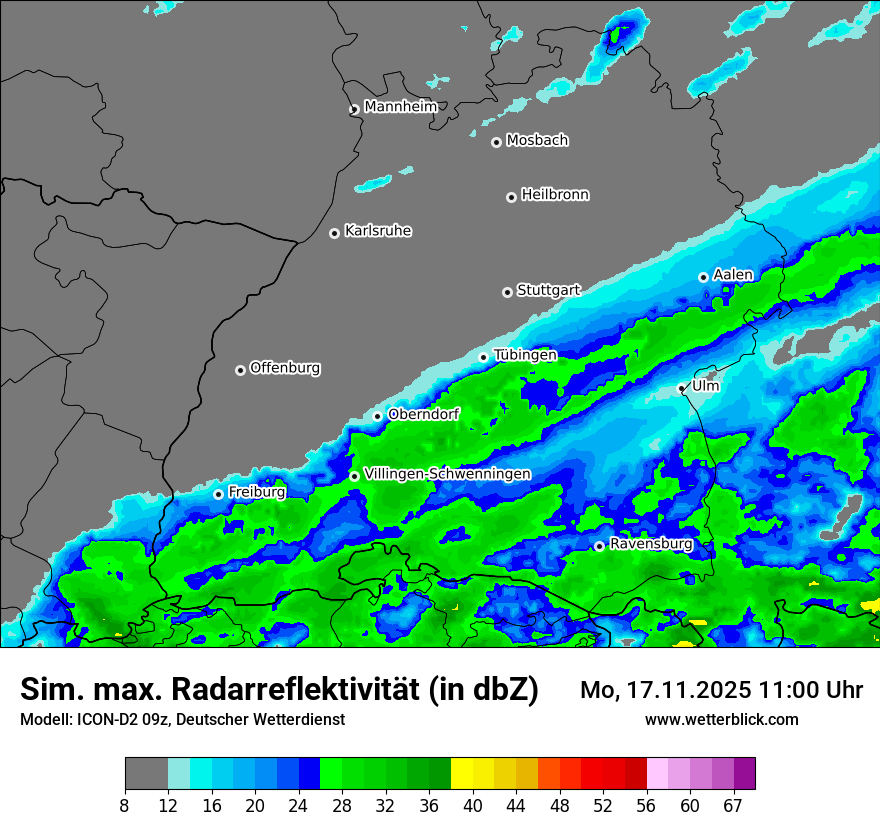 Modellkarten Simuliertes Radarbild