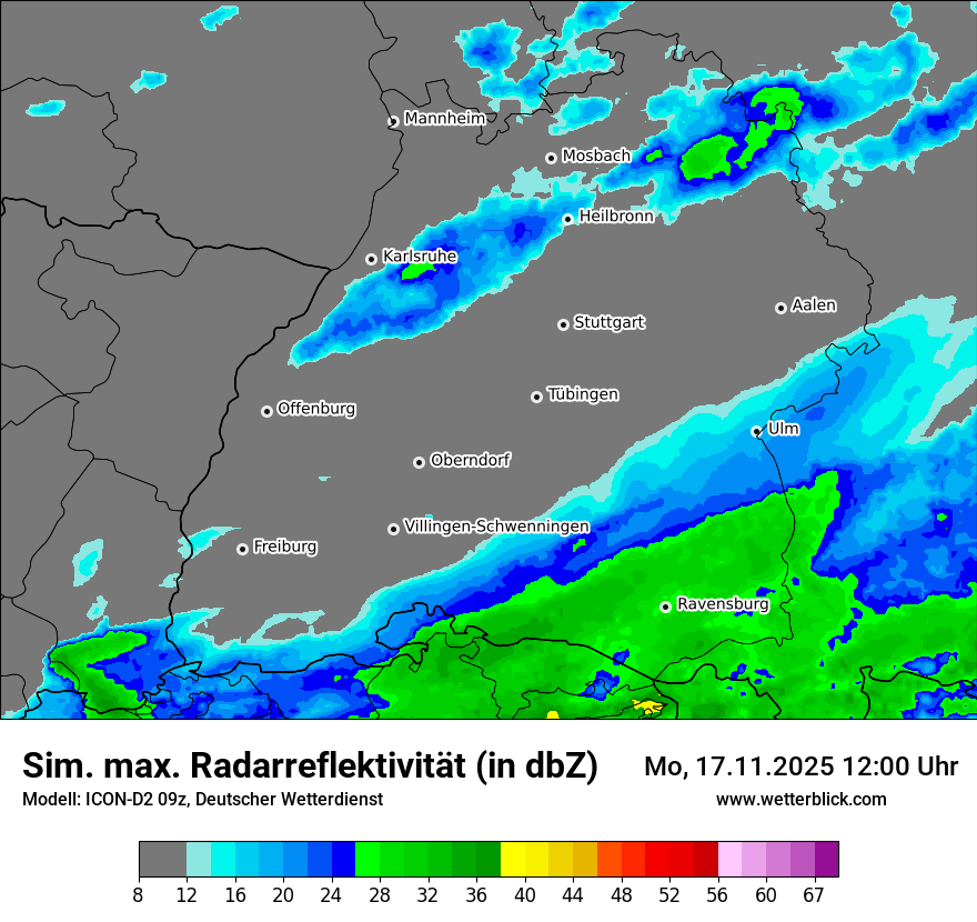 Modellkarten Simuliertes Radarbild