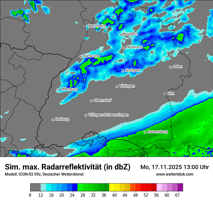 Modellkarten Simuliertes Radarbild
