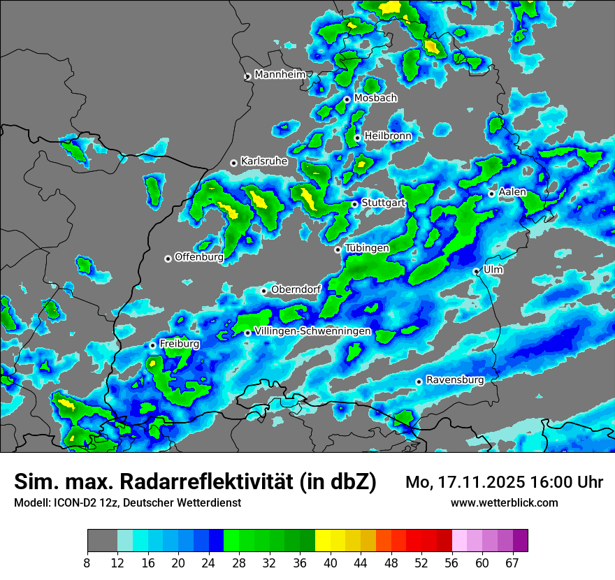 Modellkarten Simuliertes Radarbild