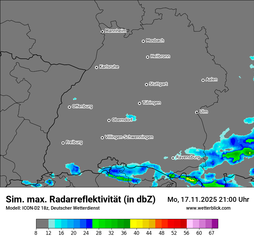 Modellkarten Simuliertes Radarbild