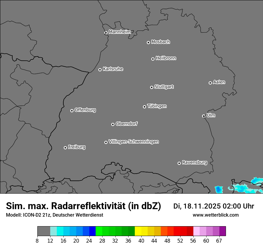 Modellkarten Simuliertes Radarbild