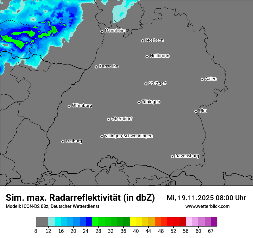 Modellkarten Simuliertes Radarbild