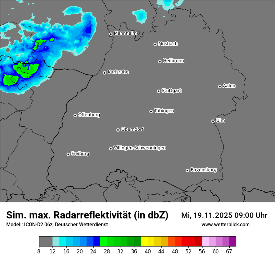 Modellkarten Simuliertes Radarbild