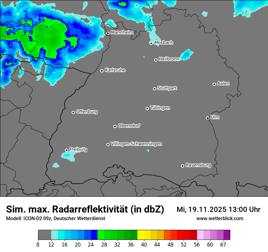 Modellkarten Simuliertes Radarbild