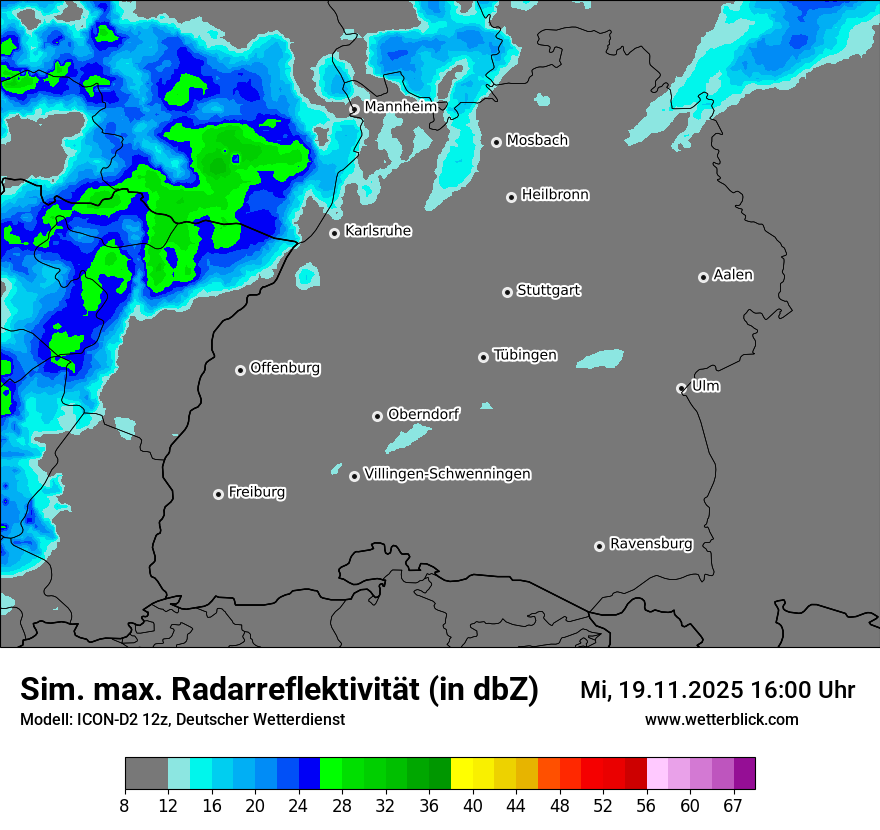 Modellkarten Simuliertes Radarbild