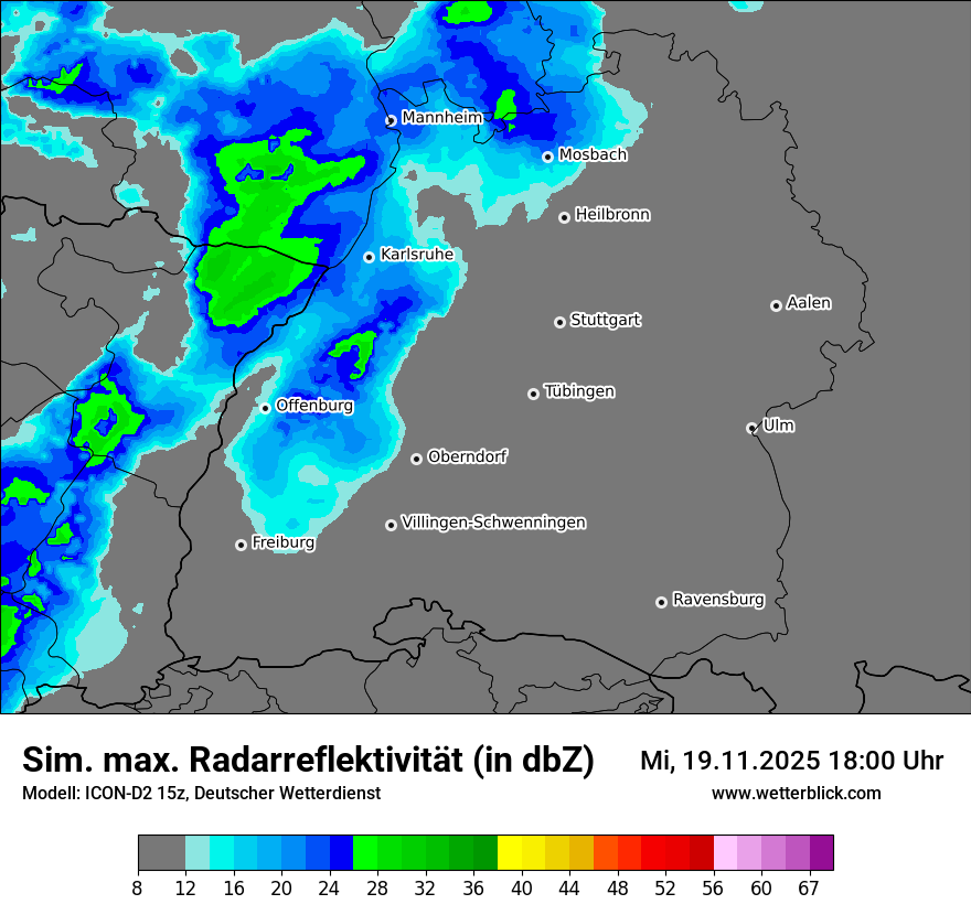Modellkarten Simuliertes Radarbild