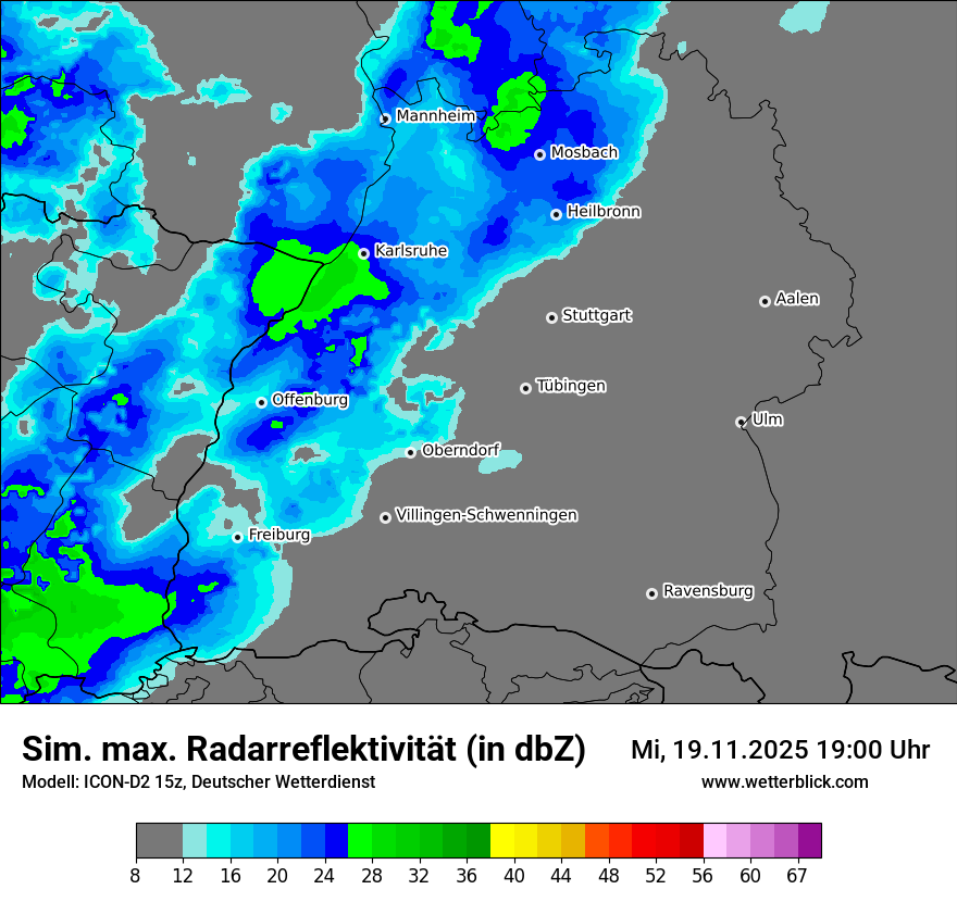 Modellkarten Simuliertes Radarbild