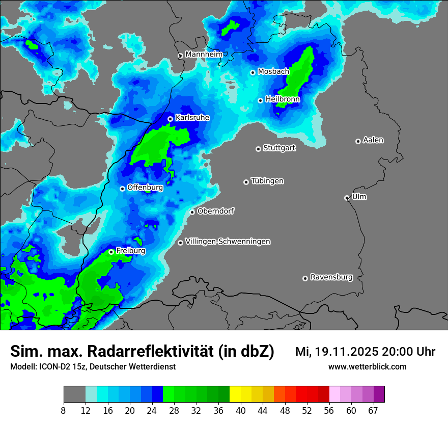 Modellkarten Simuliertes Radarbild