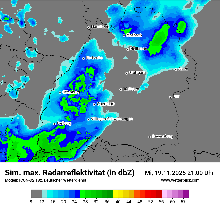 Modellkarten Simuliertes Radarbild