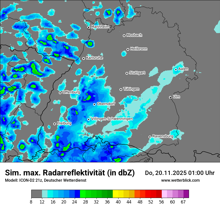 Modellkarten Simuliertes Radarbild