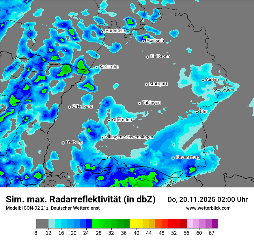Modellkarten Simuliertes Radarbild