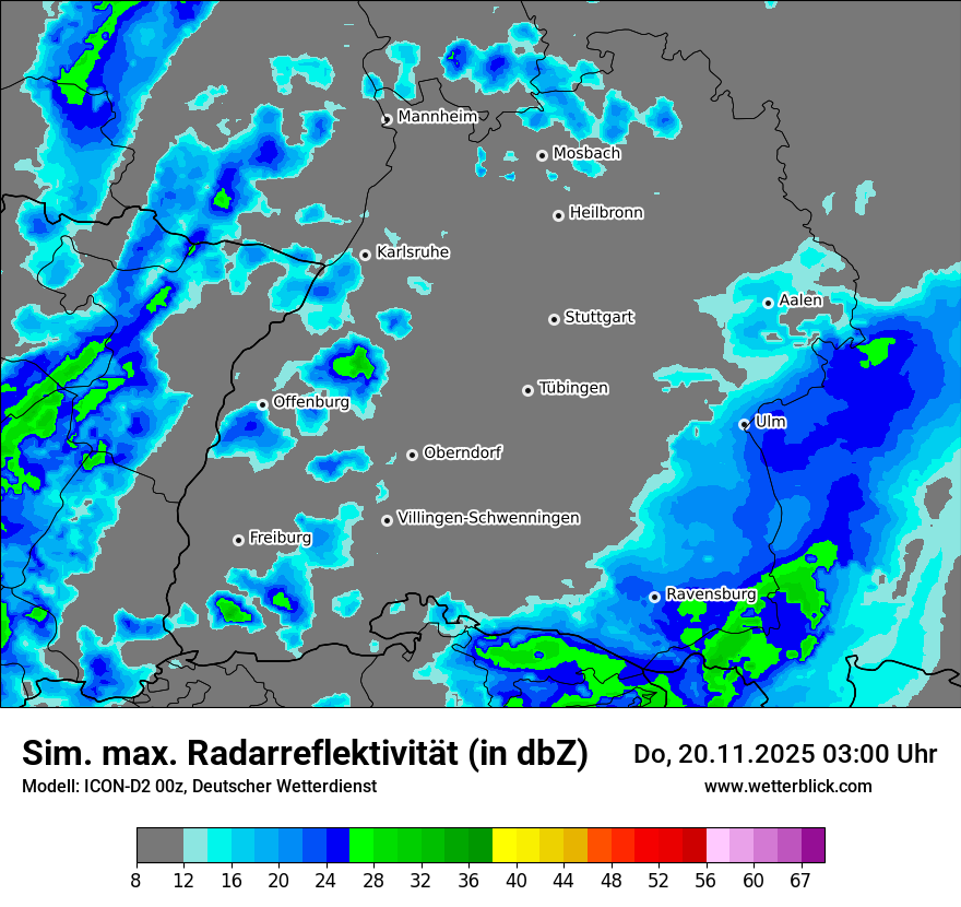 Modellkarten Simuliertes Radarbild