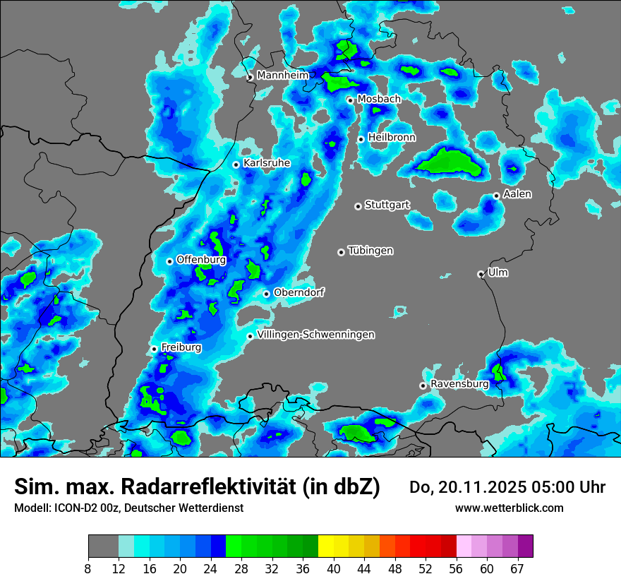 Modellkarten Simuliertes Radarbild