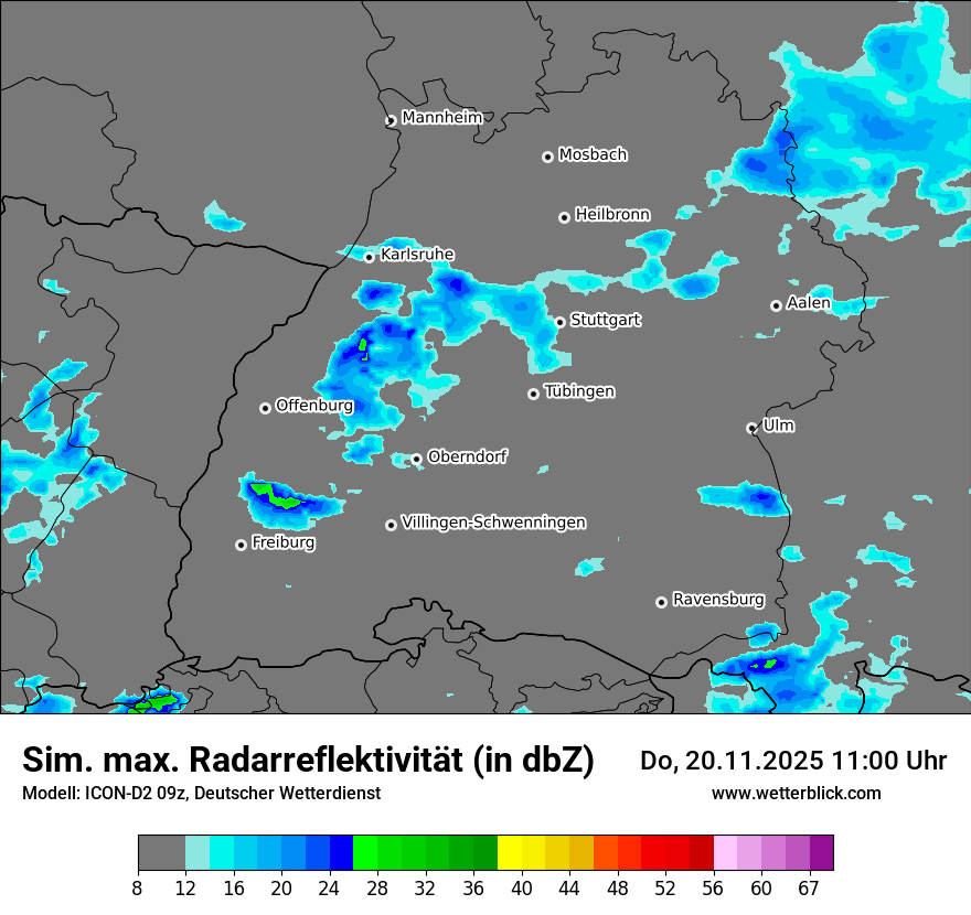 Modellkarten Simuliertes Radarbild