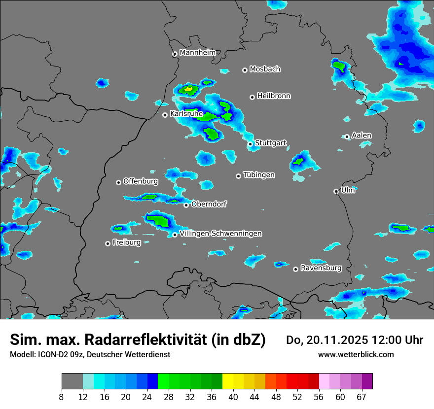 Modellkarten Simuliertes Radarbild